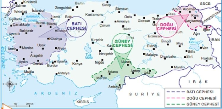 Kurtuluş Savaşı'nda Doğu, Batı ve Güneydeki Cepheler