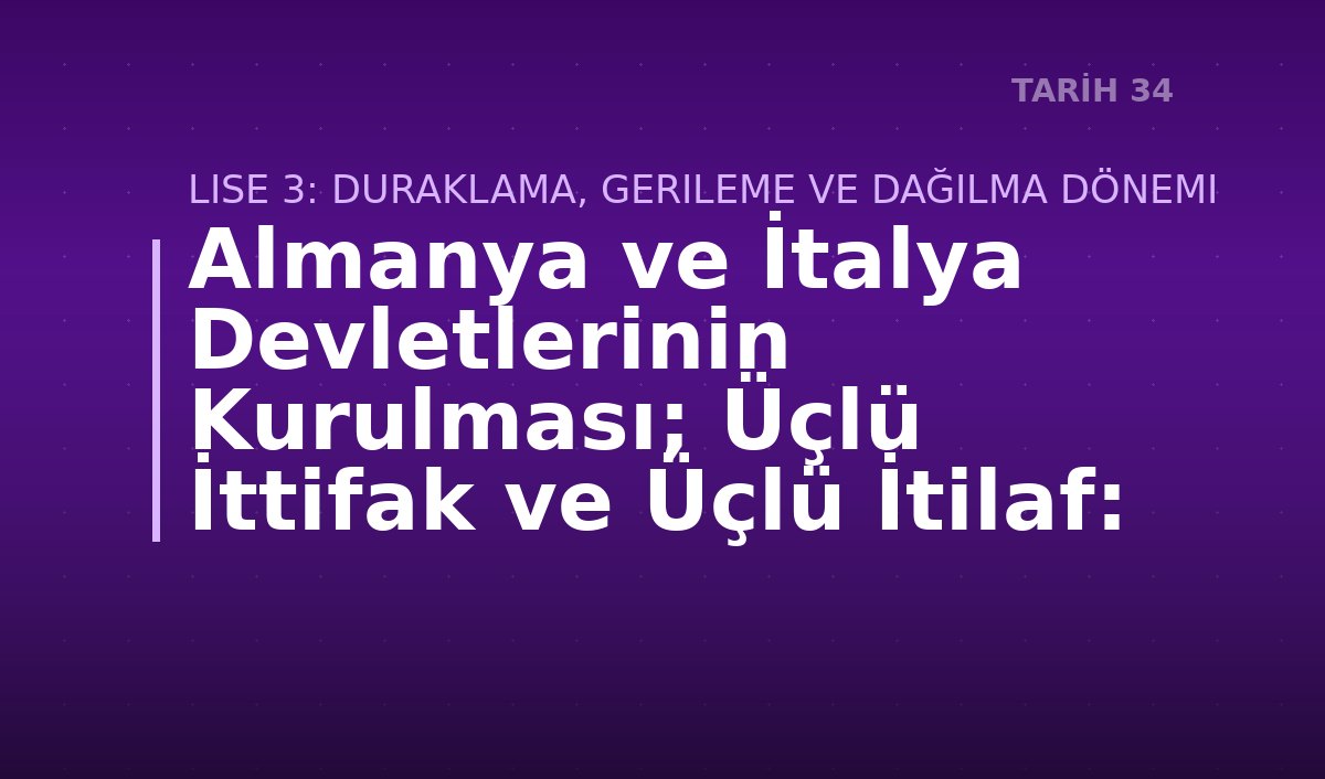 Almanya ve İtalya Devletlerinin Kurulması; Üçlü İttifak ve Üçlü İtilaf: